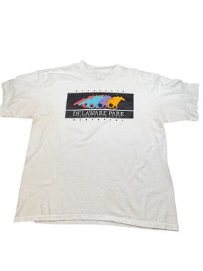 Vintage Miller Delaware Park T-Shirt Men’s XL Cream Crewneck Single Stitch Tee